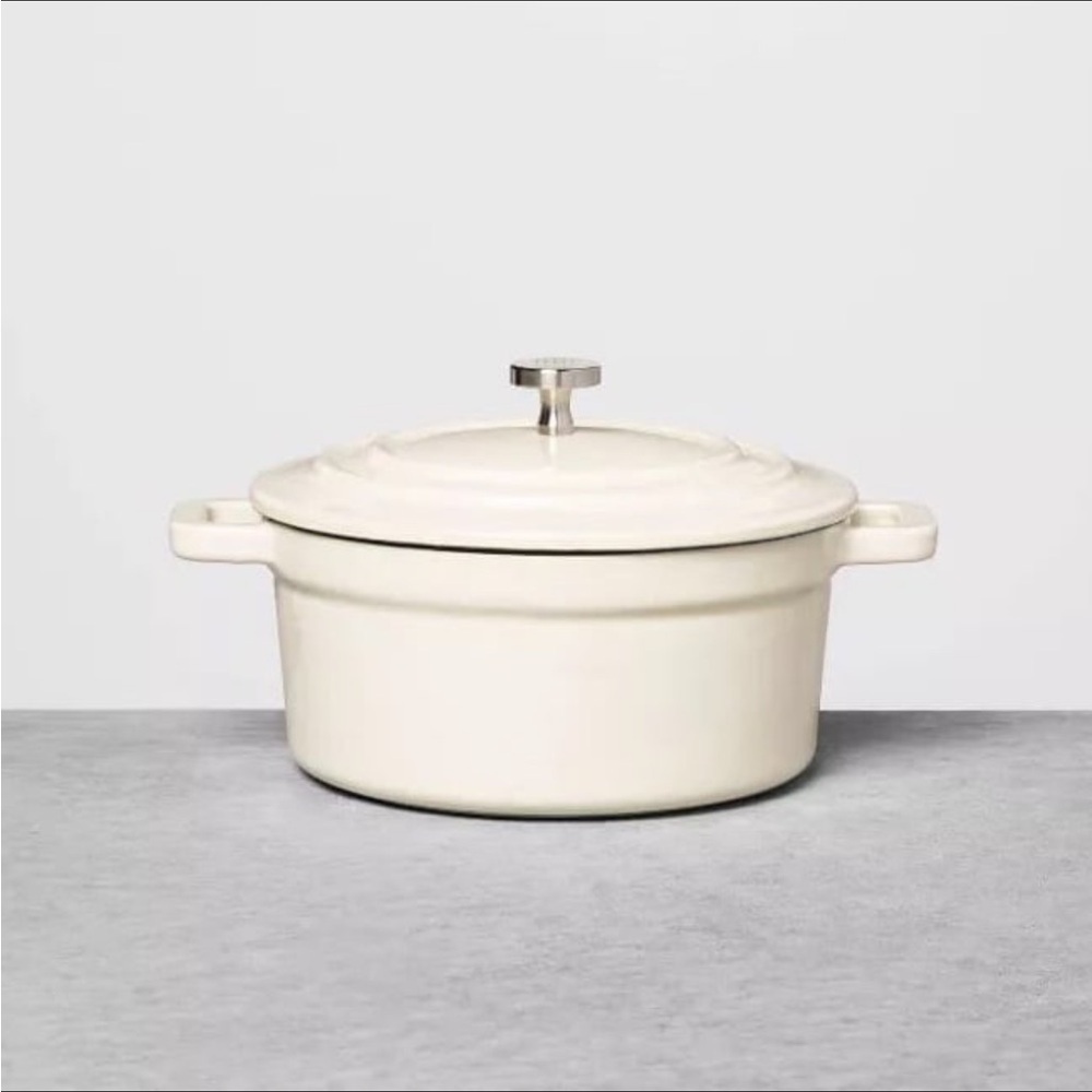 .5qt Enameled Cast Iron Mini Dutch Oven Cream - Hearth & Hand™ with Magnolia